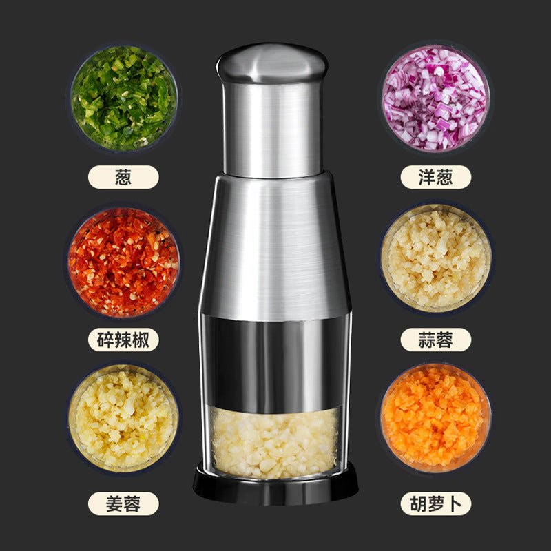 Stainless Steel Hand-Press Chopper – Garlic, Onion & Vegetable Chopper